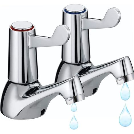 Paire de robinets de lavabo, paire de robinets de salle de bain,robinets de lavabo quart de tour,robinets de lavabo en laiton chromé (1/5)