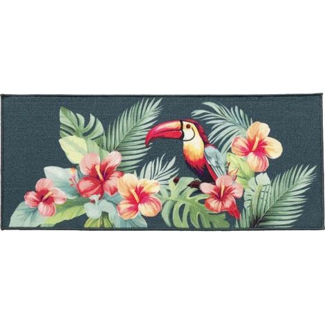 Tapis rectangle 50x120 cm – Moorea – 100% Polyamide – Finition surjet – Dessous antidérapant