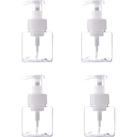 4pcs 250 ml Boîteille de Distribution en Plastique Transparent, Distributeur de Savon Manuel, Boîteille de Distributeur de Savon, Adapté au Savon Liquide et au Désinfectant pour Les Mains-Fei Yu (1/5)