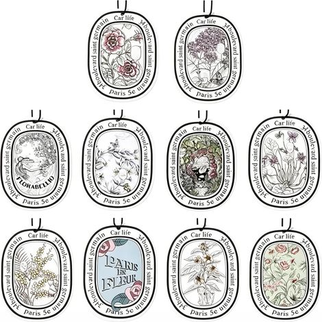10 Pièces Arbres Parfumés Avec Motif, Parfum Voiture Pendentif Fixation Pour Voiture, Diffuseur De Parfum, Tuning, Désodorisant Pour Voiture, Parfum Floral (1/5)