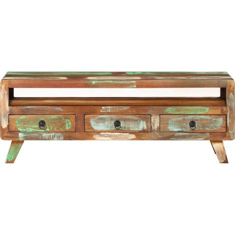 Meuble TV, Étagère TV, Meuble de Salon, Multicolore 110x30x40 cm Bois massif de récupération OIB8920E (1/5)