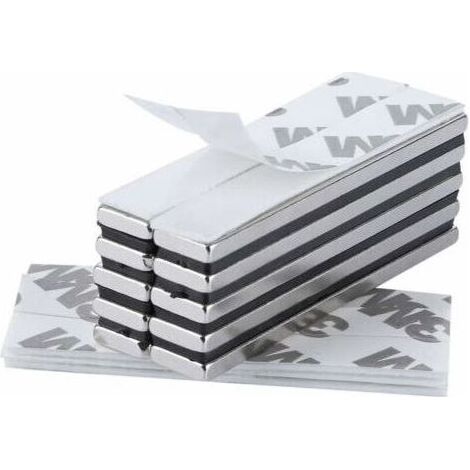Lot de 10 Aimants Néodyme Rectangulaires 60x10x3mm avec Adhésif 3M Ultra Puissant – Fixation Robuste pour Chantiers Humides et Supports Lourds (1/5)
