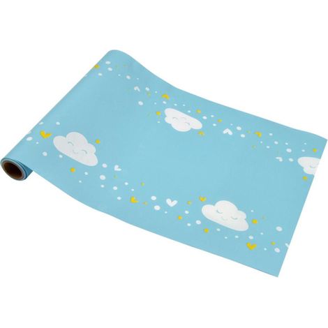 Chemin de Table en Papier "Nuage" 28x500cm Bleu (1/2)