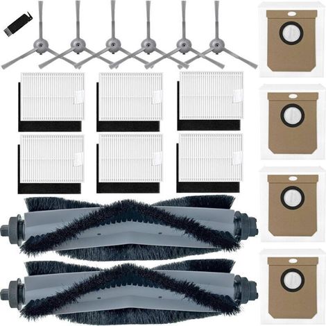 Kit d'accessoires pour Eufy Clean L60 SES / L60 Hybrid SES / L50 SES, 2 brosses principales, 6 brosses latérales, 6 filtres, 4 sacs de rechange (1/4)