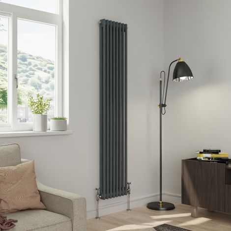 Warmehaus Traditional Double Column Anthracite Radiator Cast Iron Style Radiators 1800x380mm