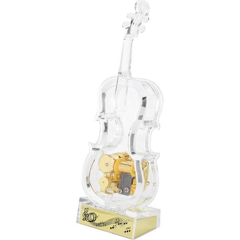 Boîte à musique en forme de violoncelle avec lumières LED, transparente, cadeau de mariage ou d'anniversaire. (1/5)