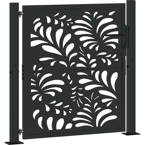 Portail de jardin,Portail de clôture,Portillon de jardin noir 105x106 cm acier conception de vagues CFW89710 (1/5)
