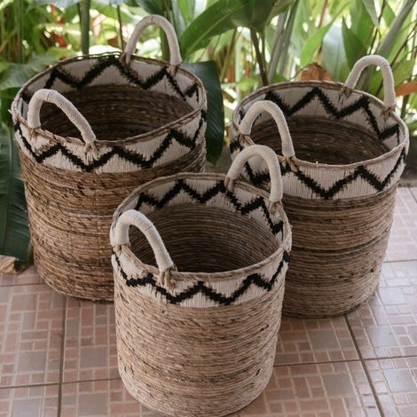 Panier de Rangement Corbeille à Linge et Cache-Pot en Fibre de Bananier - 3 Tailles - PANGIVO (1/4)