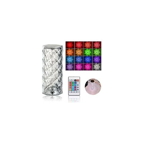 Lampe de table en cristal diamant, 16 couleurs, tactile, rechargeable USB, avec télécommande – (1/5)