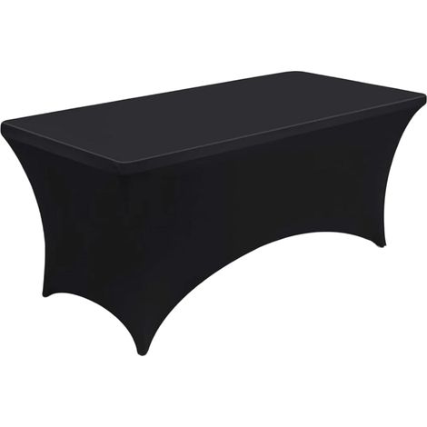 Nappe Extensible 8FT(244x 76x76cm), Housse de Table Rectangulaire en Polyester et Spandex, Lavable et Infroissable, Couverture de Table pour Banquet Mariage Fête Bar (Noir) (1/5)