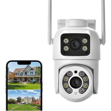 Caméra de Surveillance extérieure sans Fil PTZ à Double Objectif et Double écran 4MP avec détection Humaine par IA et Suivi Automatique(NO Card) (1/5)
