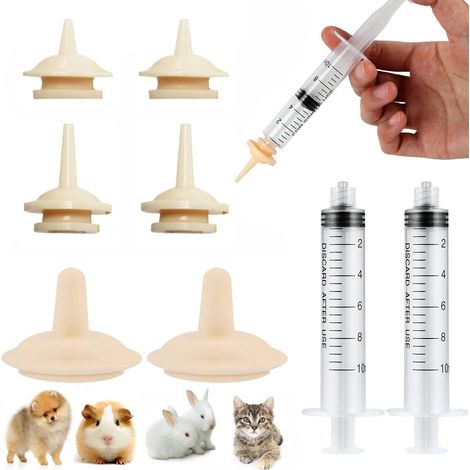 6 Pcs Silicone Feeding Pacifier for Kittens and Puppies, Reusable Mini Dummies, with 2 Feeding Syringes for Puppies, Kittens, Squirrels and Other Pets (1/5)