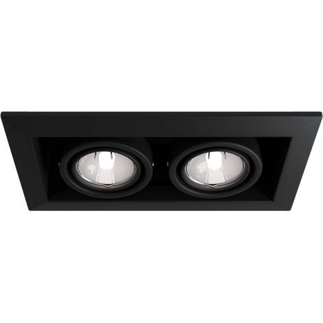 Metal Modern Einbau Twin Square Downlight Schwarz, 2 Licht, GU10 (1/4)