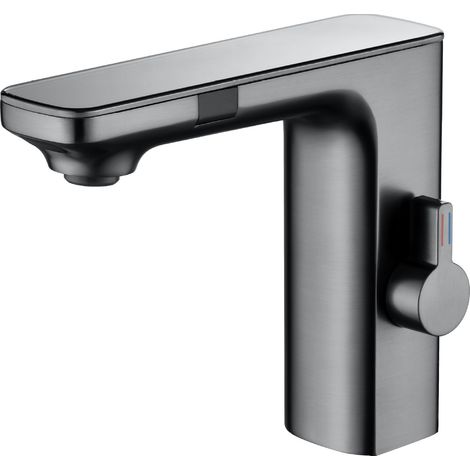 Robinet de lavabo à capteur intelligent, robinet mitigeur d'eau chaude et froide, robinet automatique sans contact G1/2 gris pistolet (1/4)