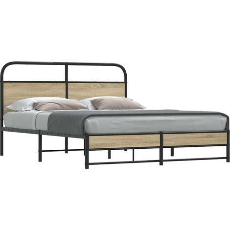 Cadre de lit sans matelas-Structure de lit 150x200 cm chêne fumé bois ingénierie 167184 (1/5)