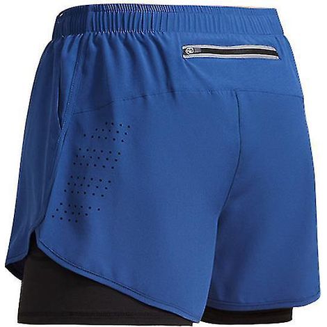 Herren-Sportshorts 2023, doppellagige Trainingsshorts, 2-in-1-Sommershorts für Strand, Joggen, Fitnessstudio und Laufen, ZS-Blau