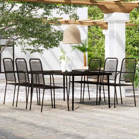 vidaXL Juego de comedor de jardín 7 piezas negro (1/5)