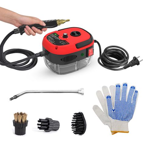 Nettoyeur à vapeur portable 2500 W, machine de nettoyage à vapeur sous pression à haute température avec têtes de brosse et gants pour meubles de cuisine, salle de bain, voiture (1/5)