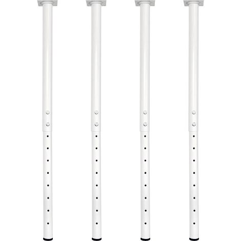 Lot de 4 Pieds de Table réglables en métal, 60 à 100 cm, pour Bureau à Domicile, Bricolage (Blanc) (1/5)
