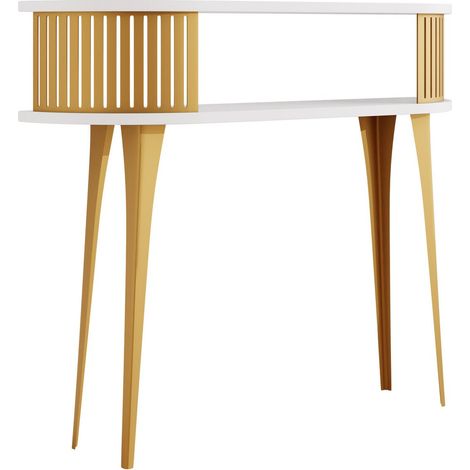 Consola Vitum I, Dorado + Blanco, 86x100x25cm
