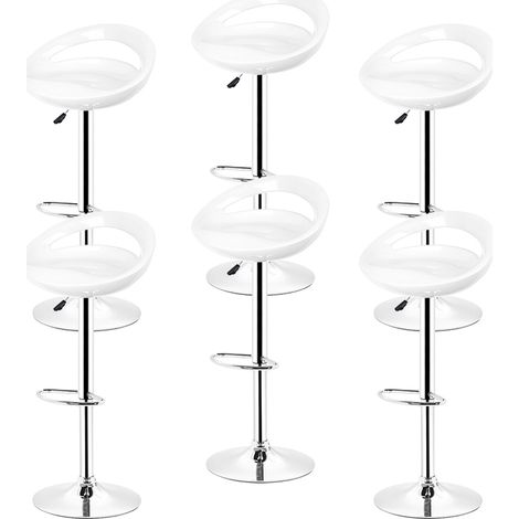 Aqrau Tabouret de Bar Lot de 6 reglables en Plastique ABS Gris, Hauteur reglables sur poignee 84-104 cm
