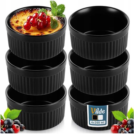 Bols de cerámica para hornear, color negro, 260 ml, 6 unidades. (1/5)