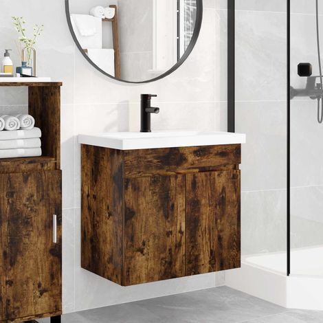 vidaXL Mobile bagno con rubinetto Rovere Fumo 61 x 40 x 74,5 cm