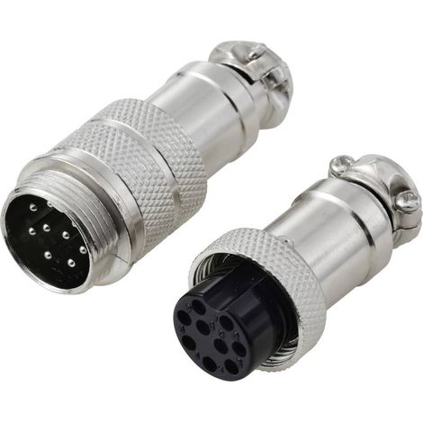 TRU COMPONENTS TC-13895624 Connettori circolari Spina, Contatto femmina Tot poli: 9 Serie (connettore circolare): GX16 (1/4)