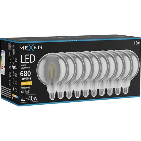Mexen Vintis 10x Ampoule filament LED E27, G125, 8W, Chaude - 2700K, 680 lm, fumée - L158-E27-0827-70x10 (1/5)