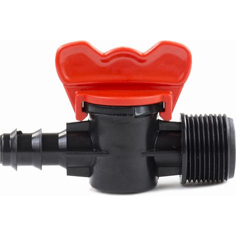 Valvola per tubo flessibile per irrigazione a goccia da 16 mm (1/2") per impianto di irrigazione da giardino. (1/5)