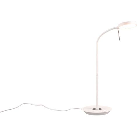 Lampe de bureau LED à bras flexible et tête orientable NEMIO blanche dimmable 12W (1/5)