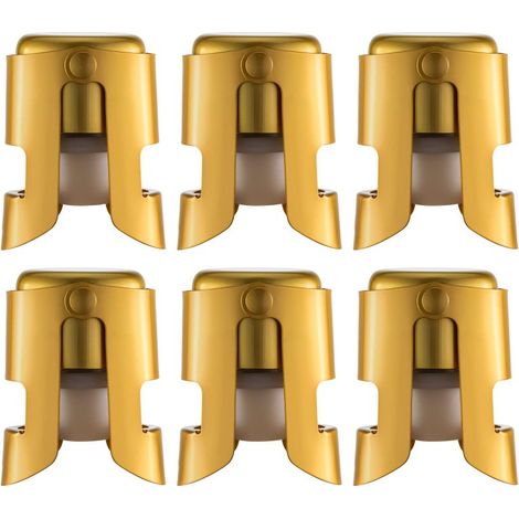 Beyamis Bouchons champagne inox – lot 6, dorés, étanches, alimentaire (1/5)