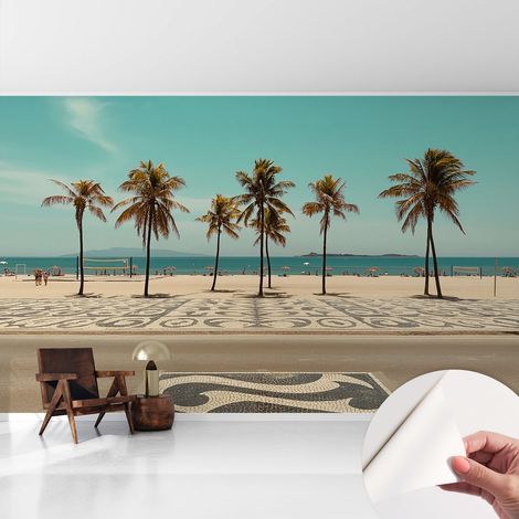 Fotomurale adesivo - Carta da parati adesiva - per la cucina camera da letto per la soggiorno - Palme sulla spiaggia 416x254 cm (1/5)