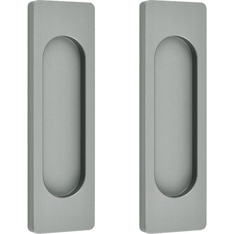 Lntyq Lot de 2 poignées de porte coulissante rectangulaires auto-adhésives en alliage d'aluminium sans perforation pour porte de grange, fenêtres et armoires (gris mat, 100 mm) (1/4)