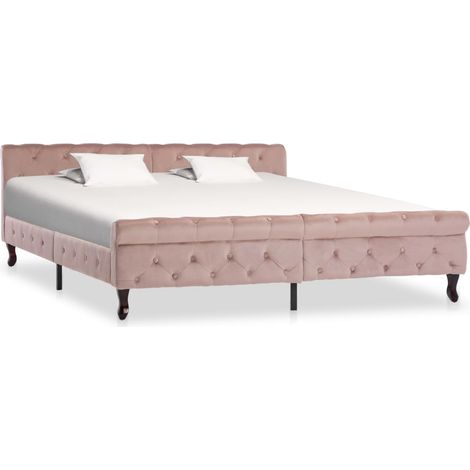 Lit adulte Contemporain Cadre de lit Rose Velours 180 x 200 cm 64195 (1/5)