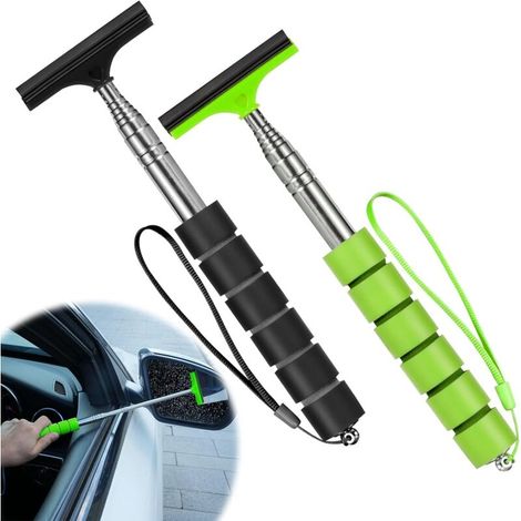 2er-Pack multifunktionale, einziehbare Scheibenwischer für Auto-Rückspiegel, schwarz und grün (1/5)