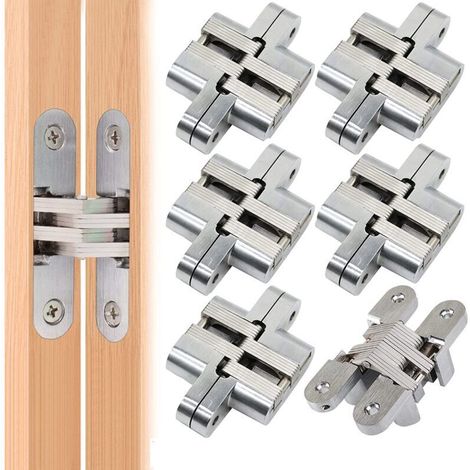 - 6 pièces Pliante Charnière cachée Croix charnières, Fermeture Charnière Invisible, Armoire Cintrées Charnières, Meubles Porte Coin Plié en Acier Installation Facile pour Porte Placard Meuble (1/5)