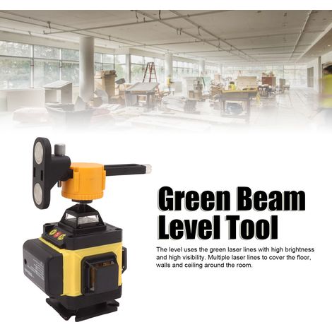 Niveau laser à faisceau vert 360° avec télécommande, batterie rechargeable 3000 mAh, prise UE 100-240 V, 16 lignes (1/5)