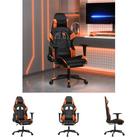 Gamingstuhl Schwarz Orange - vidaXL Gaming-Stuhl mit Fußstütze Schwarz und Orange Kunstleder - Gamingstuhl mit Liegefunktion (1/5)