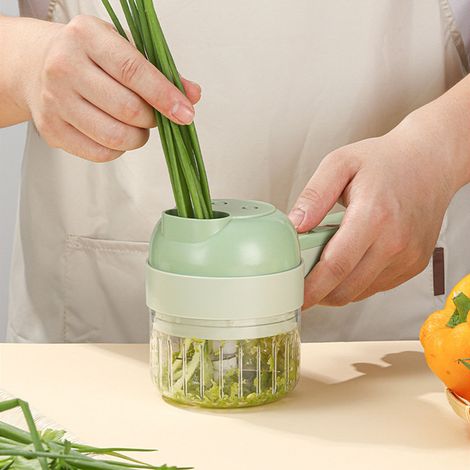 Mini robot culinaire électrique 4 en 1 pour légumes, 200 ml, rechargeable par USB, sans fil et portable, idéal pour l'ail. (1/5)