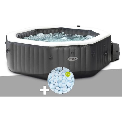 Intex – Spa gonflable octogonal 4 places – 120 diffuseurs à bulles et 4 jets massants – Stérilisateur au sel intégré – 795L – 201 cm de diamètre (1/5)