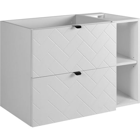 Mobile da bagno, Bianco Opaco, 80 x 57 x 46 cm, Maniglie Nere (1/5)