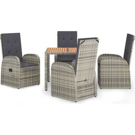 Maison Exclusive - Set da Pranzo da Giardino 5 pz con Cuscini in Polyrattan Grigio
