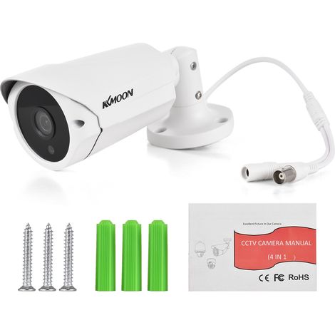 Caméra de surveillance filaire KKMOON 1080p avec vision nocturne infrarouge, objectif grand angle 3,6 mm et 2 MP pour DVR analogique, compatible NTSC, avec support mural. Compatible avec les systèmes (1/2)