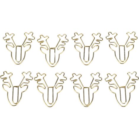 50 goldene Büroklammern in Form von Hirschköpfen, 4 cm, Cartoon-Büro- und Haushaltsartikel.