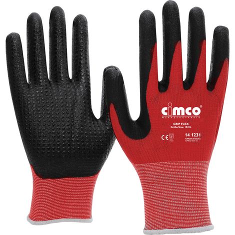 Cimco 141229 Grip Flex schwarz/rot Strickgewebe Arbeitshandschuh Größe (Handschuhe): 8, M EN 388
