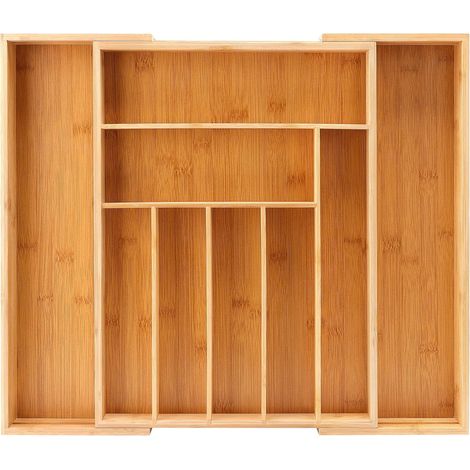 Bamboo Cutlery Tray, Kitchen Storage, Cutlery Organizer Drawer Box, with 7 to 9 Adjustable Drawers (1/5)