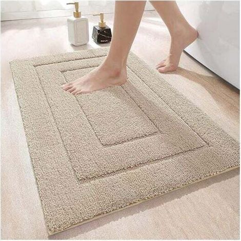 4060 cm,Beige,Tapis De Bain Antidérapant,Tapis Salle Bain Moelleux en Microfibre,Absorbant l'eau,Lavable en Machine,Extra Epais Tapis de Douche pour Salle de Bain (1/5)