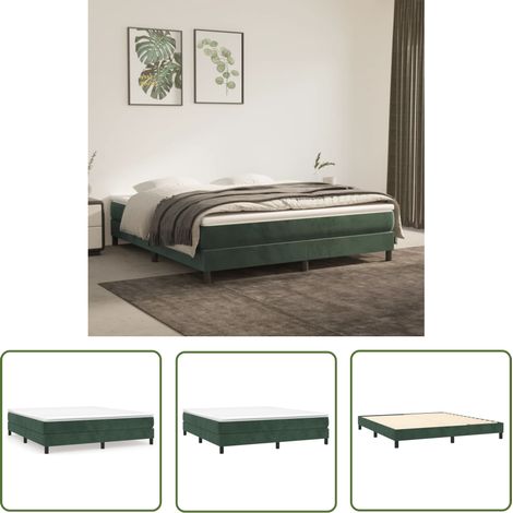 The Living Store Boxspringbett mit Matratze Dunkelgrün 180x200 cm Samt - Samtbett - Boxspringbett - Doppelbett - Bettauflage - Matratze (1/5)