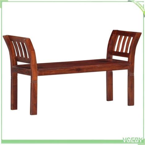 Banc - 286264 - Bois massif d'acacia - Finition noyer - 111 x 37 x 60 cm (1/5)